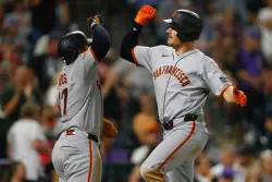 Chapman homers twice as Giants set SF-era home run record, sweep Rockies